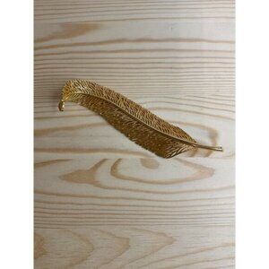 Gold-Tone Metal Feather Women Brooch